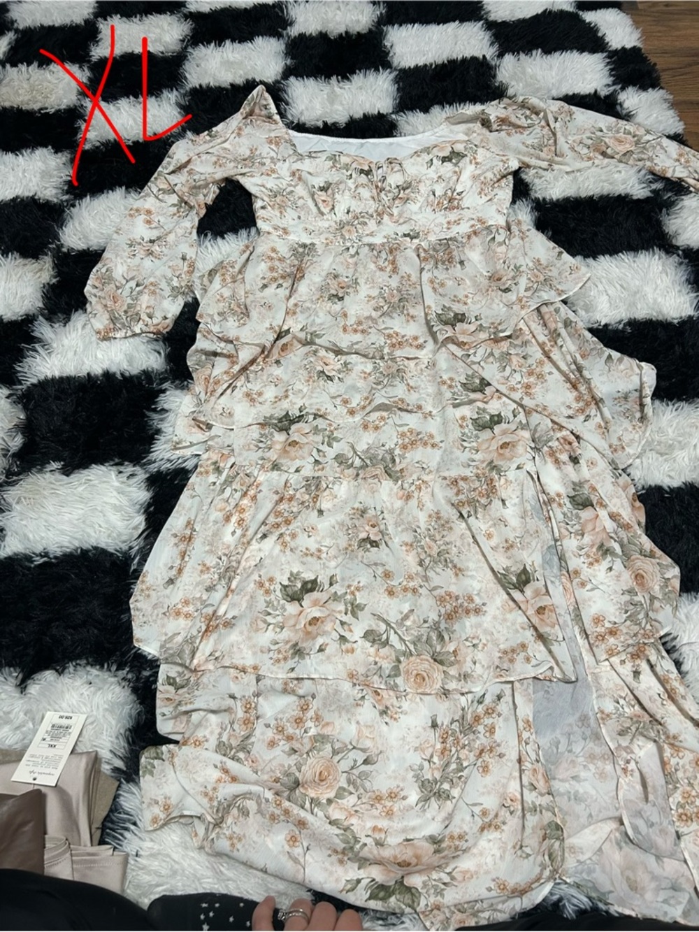 Floral Tiered Maxi Dress - Cream & Blush